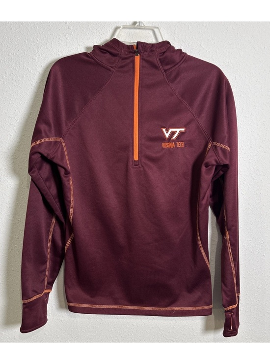 Colosseum Tops - Virginia Tech Hokies Colosseum 1/4 Zip Womens Large Maroon Pullover Hoodie